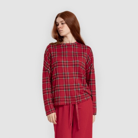 Pijama largo Secret mujer Cuadro Nicolas rojo pijamas-largos-de-mujer