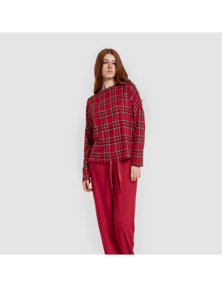 Pijama largo Secret mujer Cuadro Nicolas rojo pijamas-largos-de-mujer