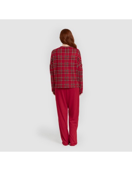 Pijama largo Secret mujer Cuadro Nicolas rojo pijamas-largos-de-mujer