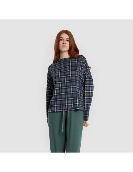 Pijama largo Secret mujer Cuadro Ruz verde pijamas-largos-de-mujer