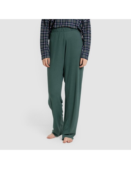 Pijama largo Secret mujer Cuadro Ruz verde pijamas-largos-de-mujer