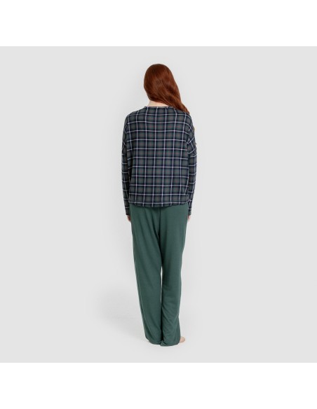 Pijama largo Secret mujer Cuadro Ruz verde pijamas-largos-de-mujer