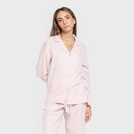 Pijama franela manga larga camisero mujer Raya Ceballos rosa pijamas-de-invierno-de-mujer