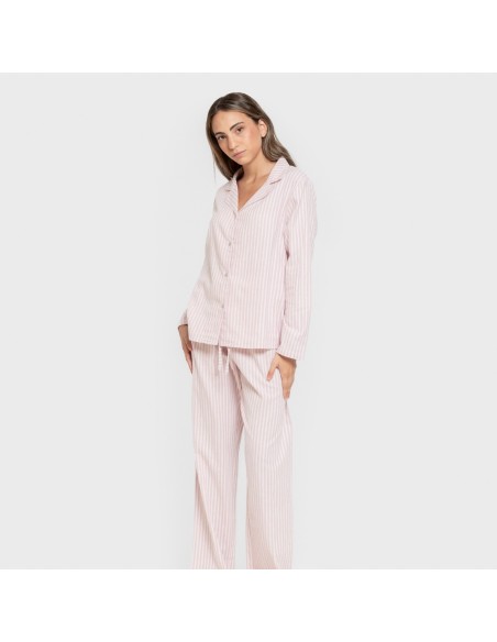 Pijama franela manga larga camisero mujer Raya Ceballos rosa pijamas-de-invierno-de-mujer