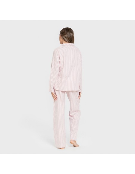 Pijama franela manga larga camisero mujer Raya Ceballos rosa pijamas-de-invierno-de-mujer