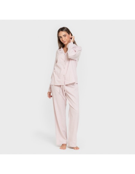 Pijama franela manga larga camisero mujer Raya Ceballos rosa pijamas-de-invierno-de-mujer