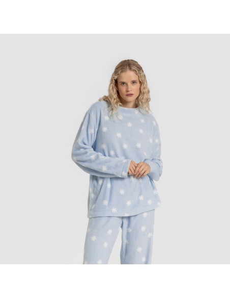 Pijama coral Snow celeste pijamas-de-invierno-de-mujer