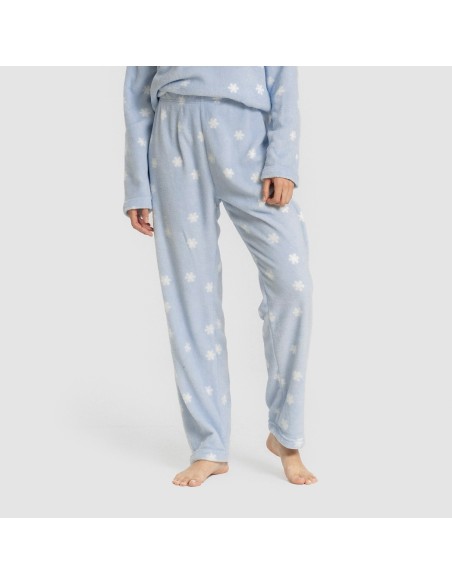 Pijama coral Snow celeste pijamas-de-invierno-de-mujer