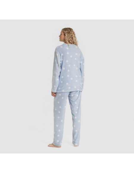 Pijama coral Snow celeste pijamas-de-invierno-de-mujer