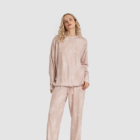 Pijama largo Secret mujer Katy malva rosa pijamas-largos-de-mujer