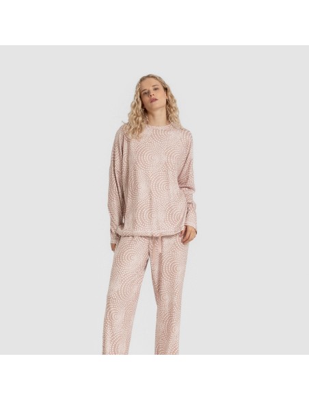 Pijama largo Secret mujer Katy malva rosa pijamas-largos-de-mujer