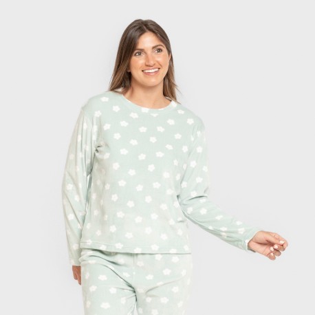 Pijama terciopelo super soft mujer Dula verde tiffany pijamas-de-invierno-de-mujer