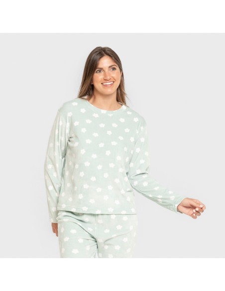 Pijama terciopelo super soft mujer Dula verde tiffany pijamas-de-invierno-de-mujer