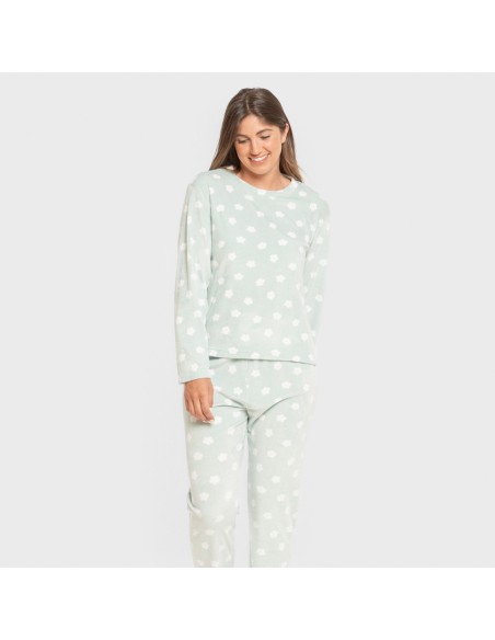Pijama terciopelo super soft mujer Dula verde tiffany pijamas-de-invierno-de-mujer