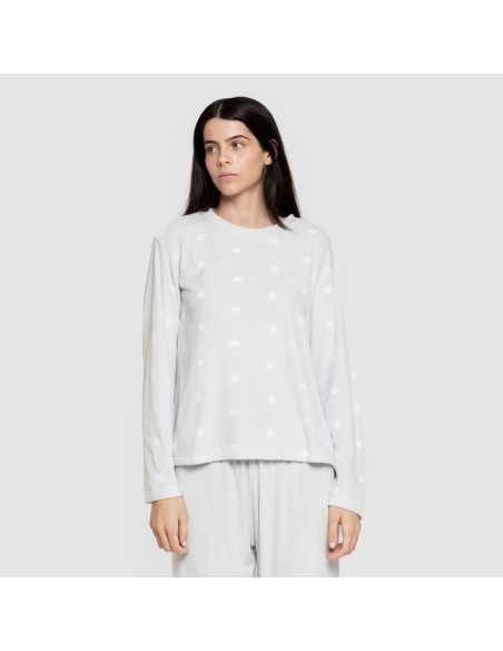 Pijama terciopelo super soft mujer Praga celeste pijamas-de-invierno-de-mujer