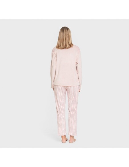 Pijama terciopelo super soft mujer Raya Oli malva rosa pijamas-de-invierno-de-mujer