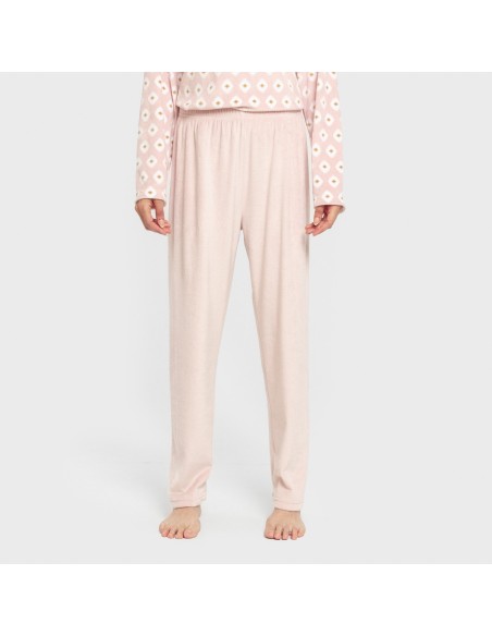 Pijama terciopelo super soft mujer Joy rosa palo pijamas-de-invierno-de-mujer