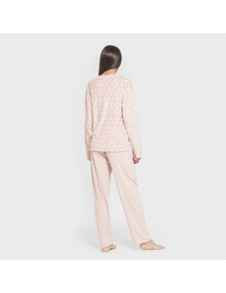 Pijama terciopelo super soft mujer Joy rosa palo pijamas-de-invierno-de-mujer