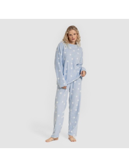 Pijama coral Snow celeste pijamas-de-invierno-de-mujer