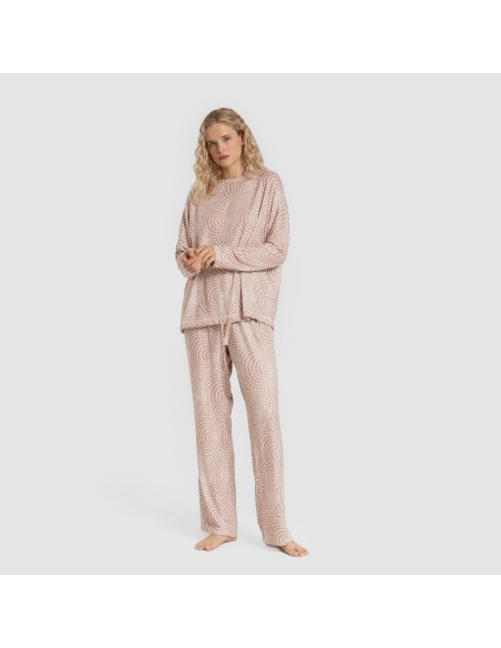 Pijama largo Secret mujer Katy malva rosa pijamas-largos-de-mujer