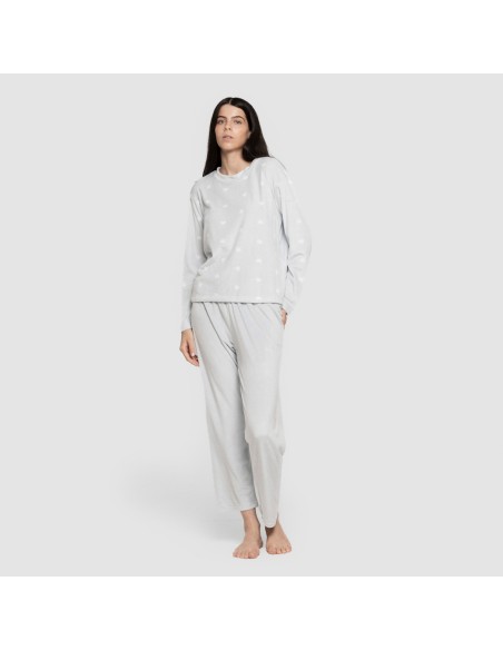 Pijama terciopelo super soft mujer Praga celeste pijamas-de-invierno-de-mujer