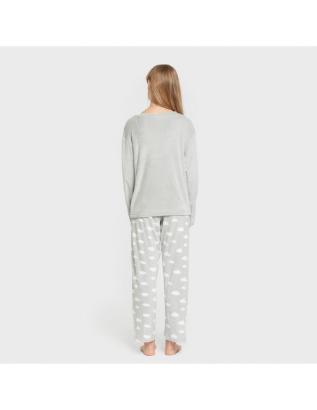 Pijama terciopelo super soft mujer Nubecita verde tiffany pijamas-de-invierno-de-mujer