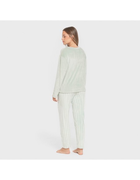 Pijama terciopelo super soft mujer Raya Astria verde tiffany pijamas-de-invierno-de-mujer
