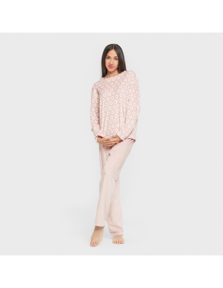 Pijama terciopelo super soft mujer Joy rosa palo pijamas-de-invierno-de-mujer