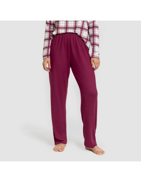 Pijama largo Secret mujer Cuadro Dalis burdeos pijamas-largos-de-mujer
