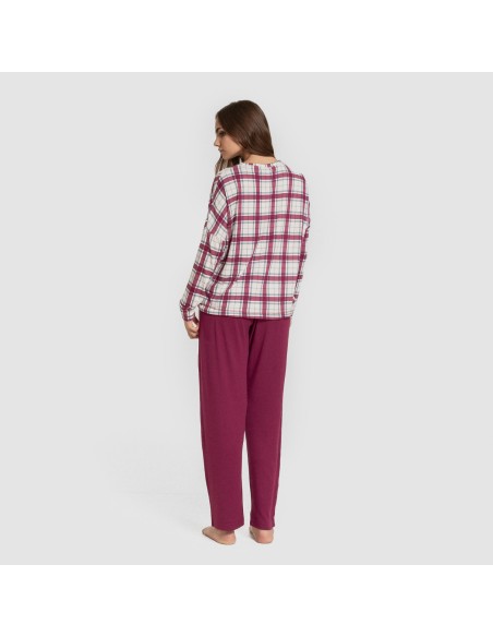 Pijama largo Secret mujer Cuadro Dalis burdeos pijamas-largos-de-mujer