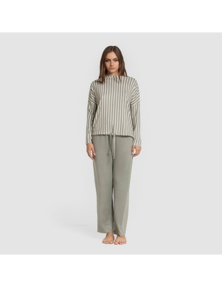 Pijama largo Secret mujer Raya Marsella verde caceria pijamas-largos-de-mujer