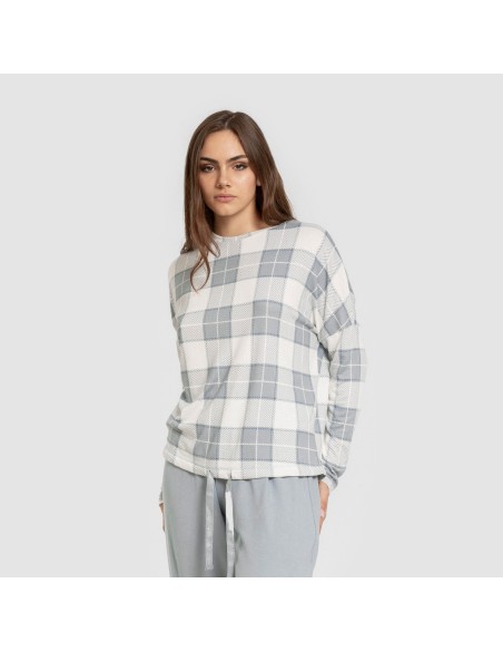 Pijama largo Secret mujer Cuadro Guima indigo pijamas-largos-de-mujer