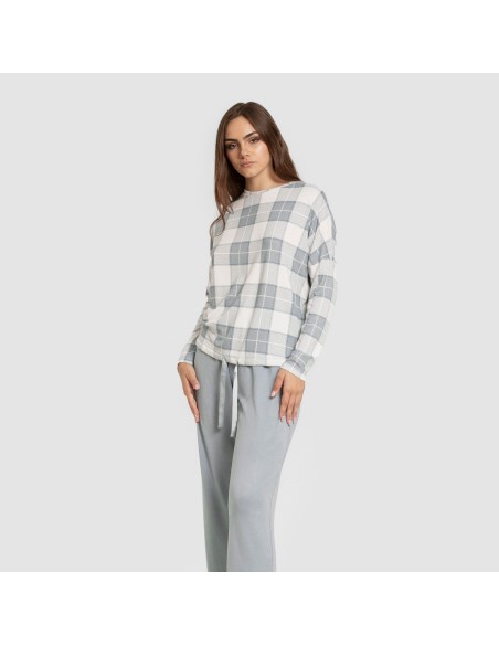 Pijama largo Secret mujer Cuadro Guima indigo pijamas-largos-de-mujer