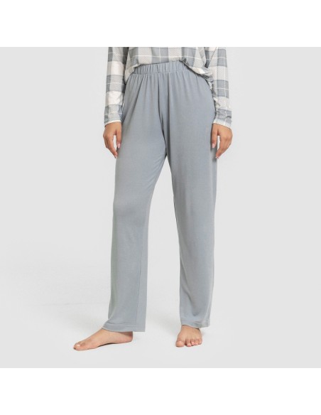 Pijama largo Secret mujer Cuadro Guima indigo pijamas-largos-de-mujer