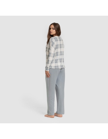 Pijama largo Secret mujer Cuadro Guima indigo pijamas-largos-de-mujer