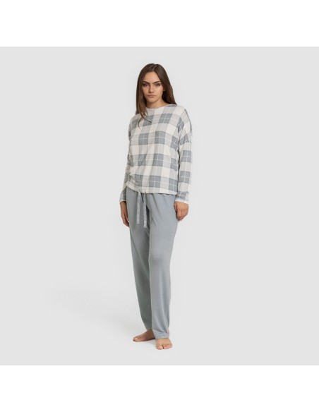 Pijama largo Secret mujer Cuadro Guima indigo pijamas-largos-de-mujer