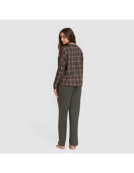 Pijama largo Secret mujer Cuadro Nelby verde caceria pijamas-largos-de-mujer