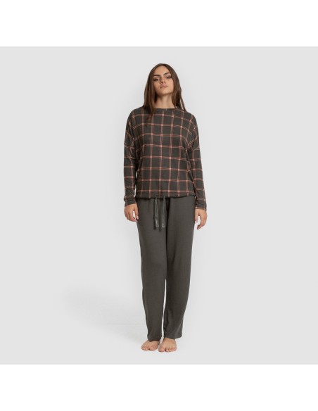 Pijama largo Secret mujer Cuadro Nelby verde caceria pijamas-largos-de-mujer
