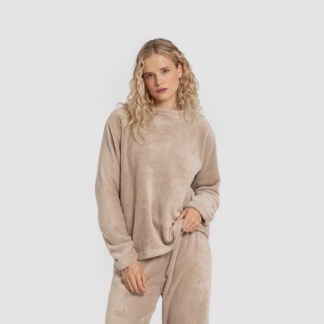 Pijama terciopelo liso pijamas-de-invierno-de-mujer