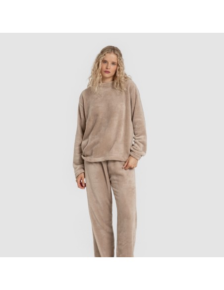 Pijama terciopelo liso pijamas-de-invierno-de-mujer