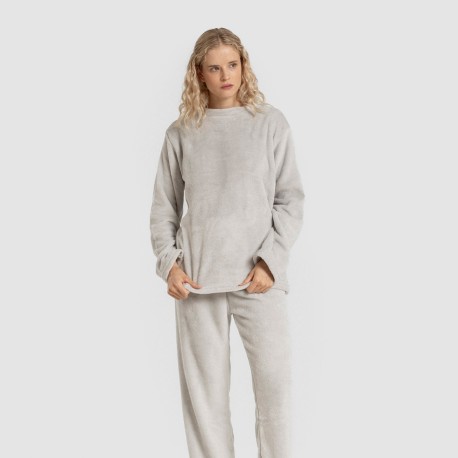 Pijama terciopelo liso pijamas-de-invierno-de-mujer