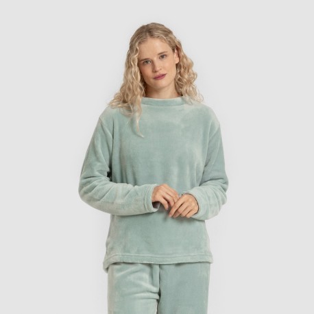 Pijama terciopelo liso pijamas-de-invierno-de-mujer