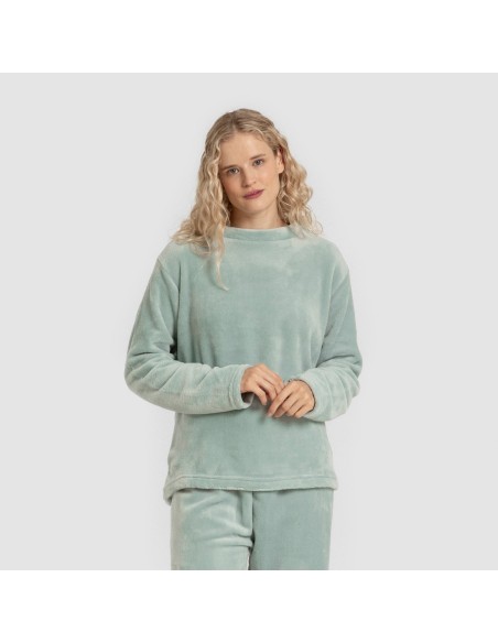 Pijama terciopelo liso pijamas-de-invierno-de-mujer