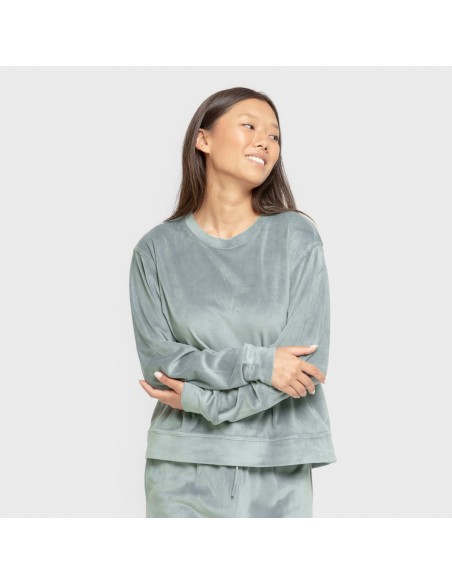 Pijama terciopelo super soft liso pijamas-de-invierno-de-mujer
