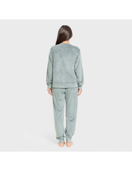 Pijama terciopelo super soft liso pijamas-de-invierno-de-mujer