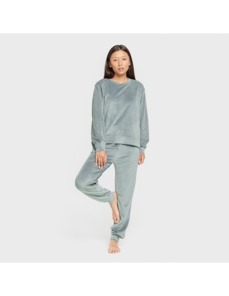 Pijama terciopelo super soft liso pijamas-de-invierno-de-mujer
