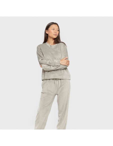 Pijama terciopelo super soft liso pijamas-de-invierno-de-mujer