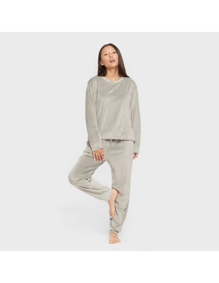 Pijama terciopelo super soft liso pijamas-de-invierno-de-mujer