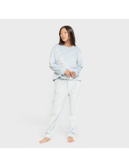 Pijama terciopelo super soft liso pijamas-de-invierno-de-mujer