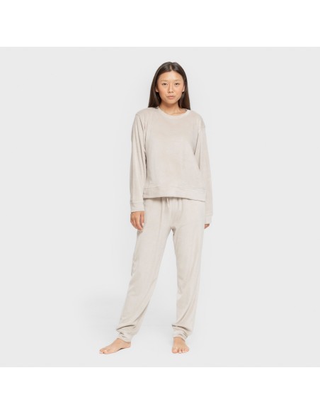 Pijama terciopelo super soft liso pijamas-de-invierno-de-mujer